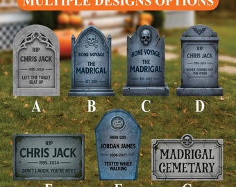 Letreros de lápida personalizados para Halloween, decoraciones de cementerio personalizadas con estacas, decoración de césped espeluznante para exteriores con temática de casa embrujada.