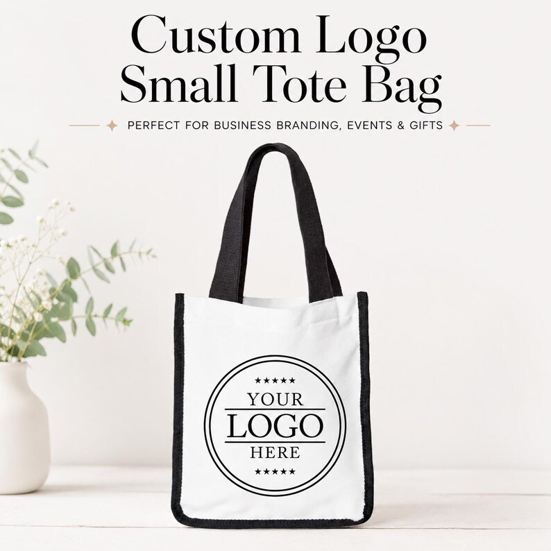 Custom Logo Small Tote Bag, Personalized Business Logo Bag, Sublimation ...