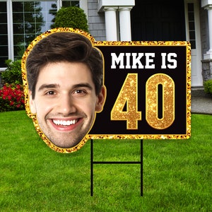 Custom Face Birthday Yard Sign, Happy Birthday Big Head Cutout, Birthday Decorations Personalized Birthday Face Yard Sign with Metal H-Stake