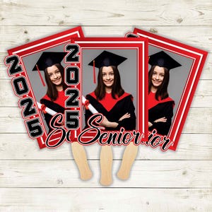 Custom Graduation 2025 Fans With Wooden Handle, Photo Fans, 2025 Graduation Fans, Class of 2025, Senior 2025 Fans, Fan on a Stick