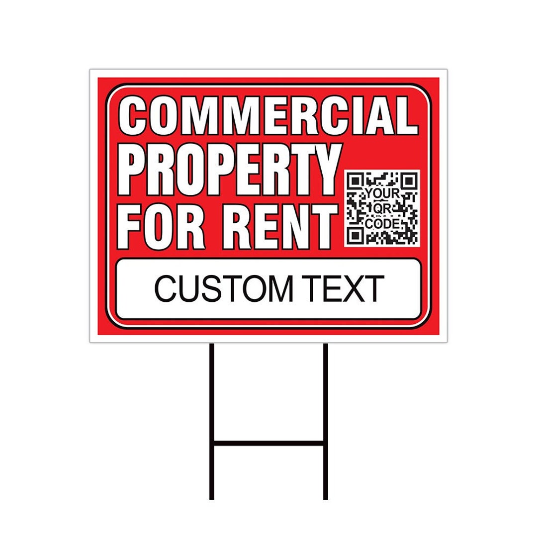 Commercial Property for Rent Yard Sign Personalized 24 X 18 Coroplast