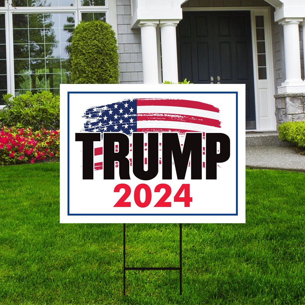 Save America Yard Sign 18 x 12 Coroplast Long Lasting Rust Free Trump 2024 Election Yard Sign with Metal H-Stake