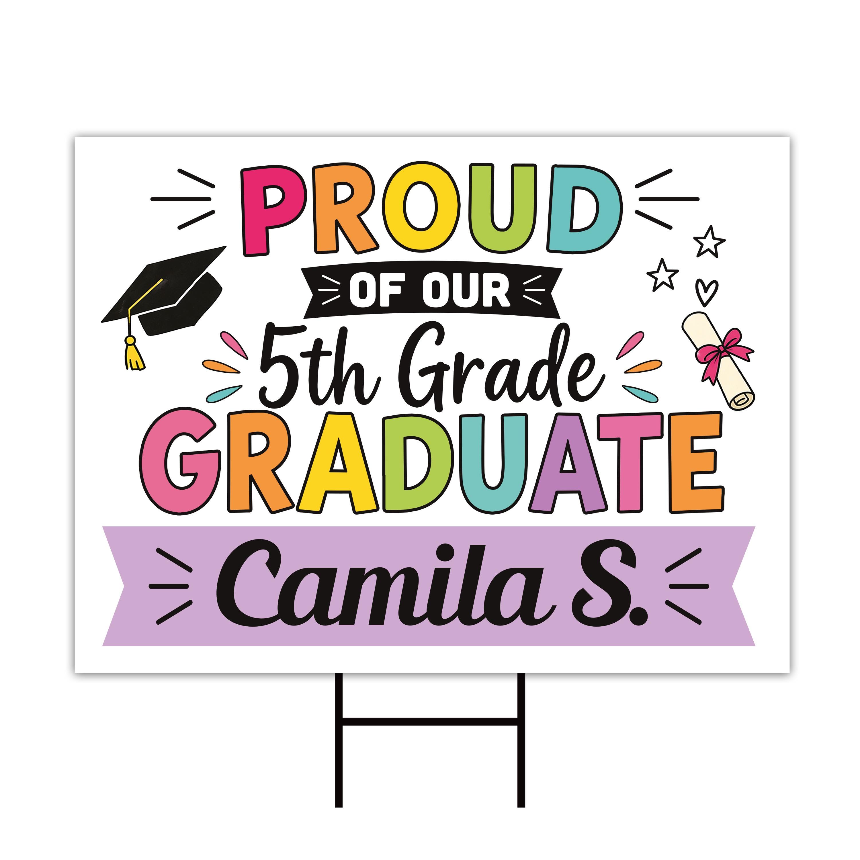 5th Grade Graduation Yard Sign, Personalized Graduate Name Sign, Proud ...