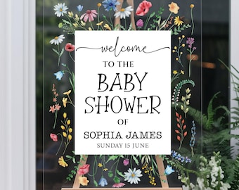 Wildflower Baby Shower Sign, Wildflower Baby Shower Acrylic Welcome Sign, Floral Baby Shower Sign, Wildflowers Baby Shower Decorations