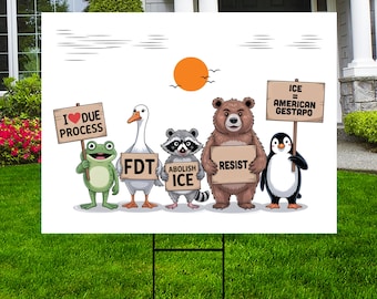 Abolish ICE Pro Immigrants Protest Yard Sign - Human Rights, Anti-Trump, Resist Racism, Resist Fascism Sign with Metal H-Stake