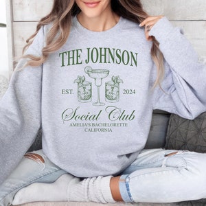 Personalized Luxury Bachelorette Sweatshirt, Bachelorette Custom Name Shirt, Cocktail Social Club Sweater, Bridal Party Shirt, Wedding Gift