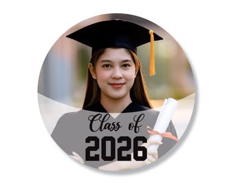 Stickers photo personnalisés pour l'obtention du diplôme 2026, Stickers personnalisés promotion 2026, Étiquettes de remise des diplômes, cadeaux ronds de remise des diplômes, autocollant cadeau