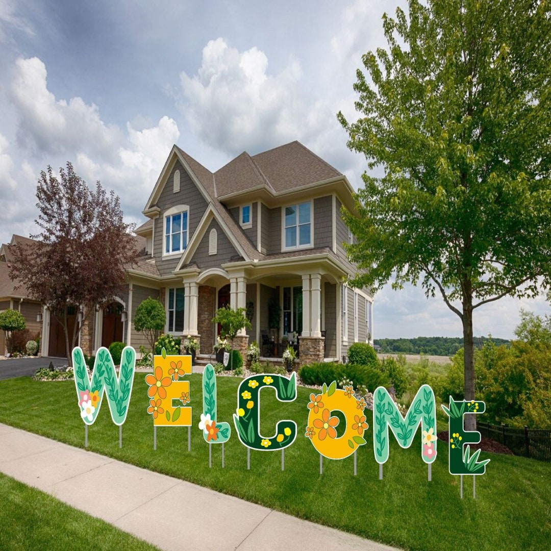JarThenaAMCS Spring Flower Metal Garden Stakes Colorful Floral Vase Decorative Lawn Sign Welcome Yard Sign For Home Outside Lawn Porch Walkway Decor