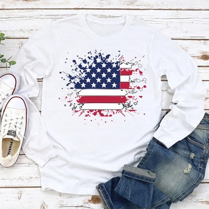 4th of July Independence Day Long Sleeve T-Shirt, USA Flag 4th July Unisex Long Sleeve Shirt, Fourth Of July Shirt, USA Flag 4th of July Tee