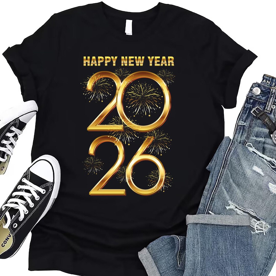 Happy New Year T-shirt for Men, New Years Eve Party Women V Neck