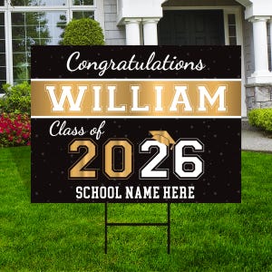 Personalized Graduation Senior Yard Sign 2026, Senior Grad Sign, Class of 2026, Custom Graduation 2026 Yard Sign with Metal H-Stake