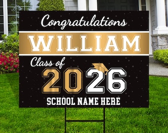 Personalized Graduation Senior Yard Sign 2026, Senior Grad Sign, Class of 2026, Custom Graduation 2026 Yard Sign with Metal H-Stake