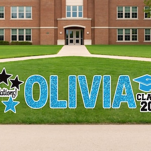 Personalized Graduation Yard Sign Letters 17", Custom Graduation Yard Cutouts Congratulations Grad 2026 Yard Décor With Metal Stakes