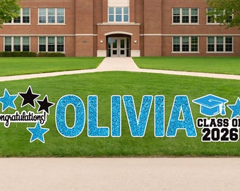 Personalized Graduation Yard Sign Letters 17", Custom Graduation Yard Cutouts Congratulations Grad 2026 Yard Décor With Metal Stakes