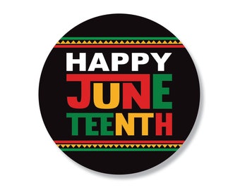 Happy Juneteenth Stickers, Freedom Day Stickers, Black Pride Labels, Round Juneteenth Favors, Freedom Stickers