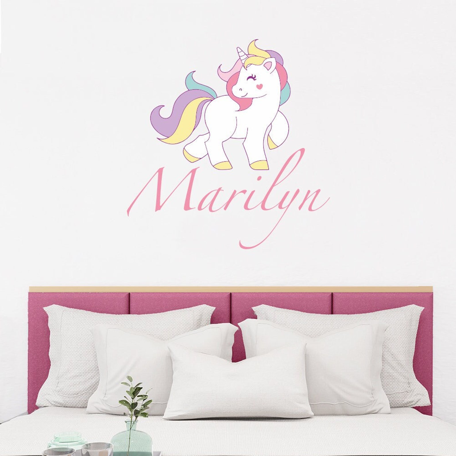 Personalized Name Unicorn Wall Decal Kids Room Custom Name Etsy