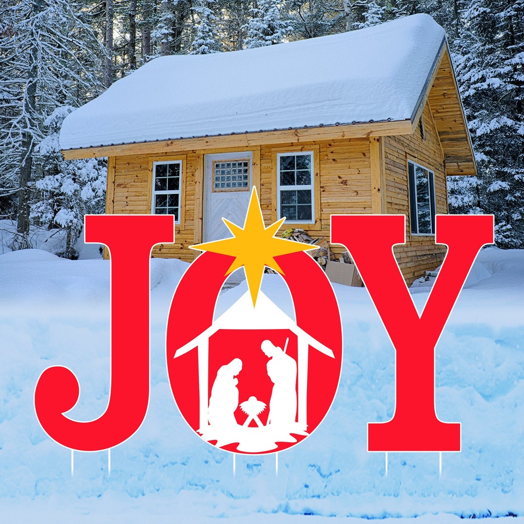 Holy Nativity JOY Yard Sign Letters Merry Christmas Yard Décor for Christmas Holiday Winter
