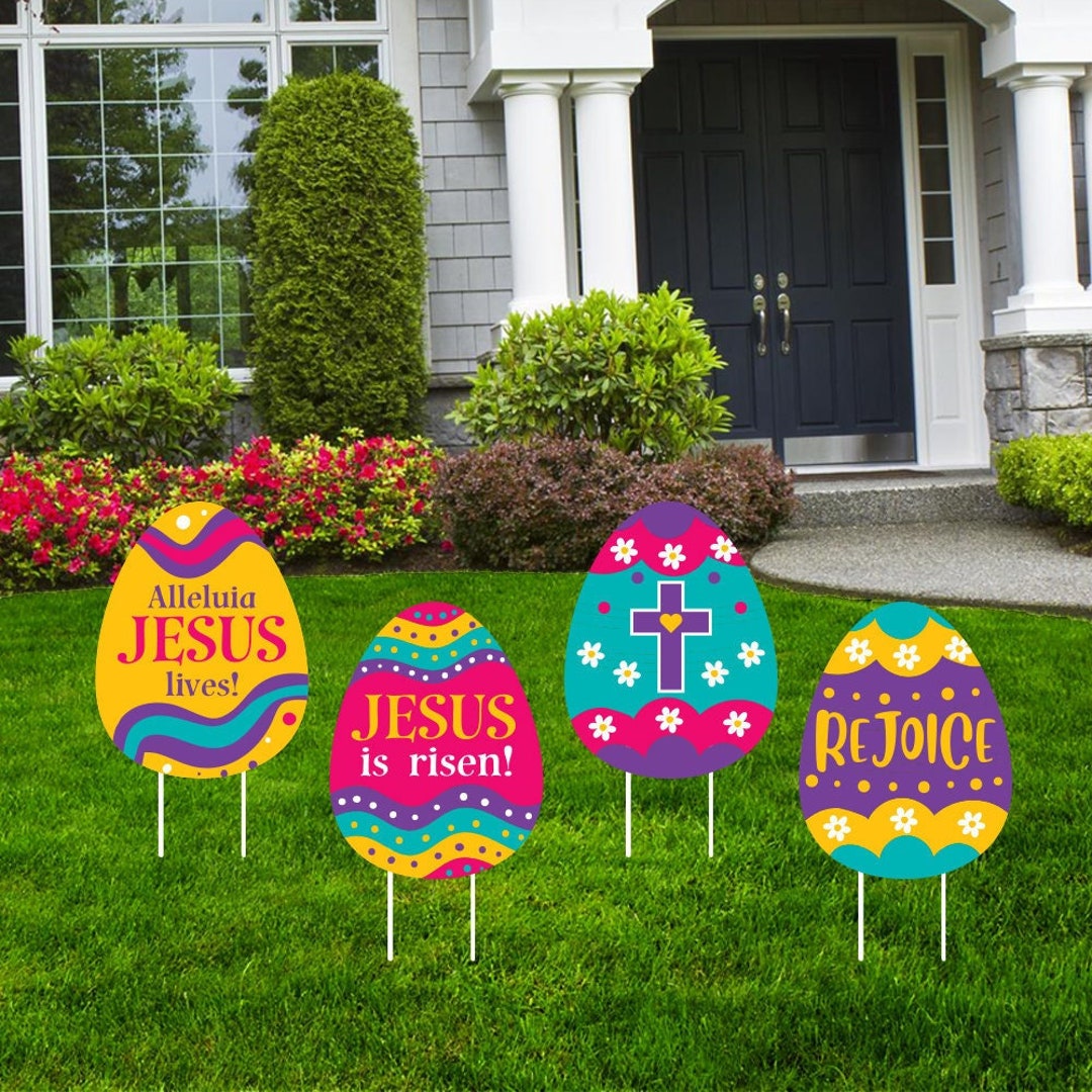Easter Egg Yard Sign Decorations Coroplast Easter Home Decor, Easter