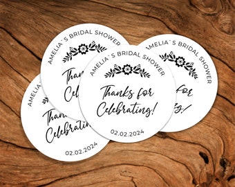 Personalized Bridal Shower Thank You Stickers, Custom Bridal Shower Stickers, Bridal Shower Labels, Round Stickers, Thank You Favors