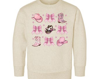 Boots Bows and Cowboy Hats Toddler Sweatshirt, Baby Shirt, Baby Bodysuit - Cute Western Outfit for Girls, Unique Cowgirl Tee, Adorable Gift