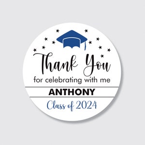 Personalized Graduation 2024 Stickers, Custom Class of 2024 Stickers, 2024 Graduation Labels, Round Graduation Party Favors, Gift Sticker