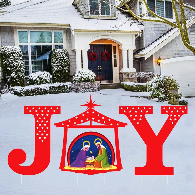 Holy Nativity JOY Yard Sign Letters Merry Christmas Yard Etsy