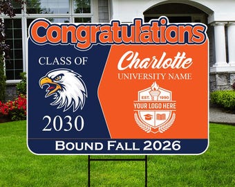 Personalized College Bound Future Yard Sign, College Logo Sign, Custom Graduate College University Bound Future Yard Sign with Metal H-Stake