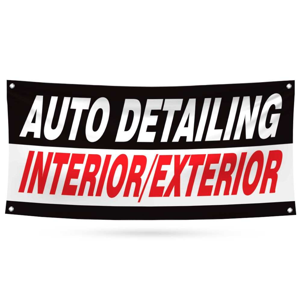 Auto Detailing Banner Sign - 13 Oz Heavy Duty Waterproof Auto Detailing ...
