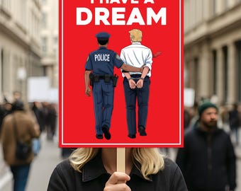 No Kings In America Protest Sign, Anti-Trump, I Have A Dream Political Activist Poster  Resist Fascism Rally Sign
