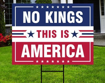 No Kings Protect Democracy Yard Sign, Resist Hate Lawn Sign, Anti-Trump Sign, Resist Racism, Resist Fascism Yard Sign with Metal H-Stake
