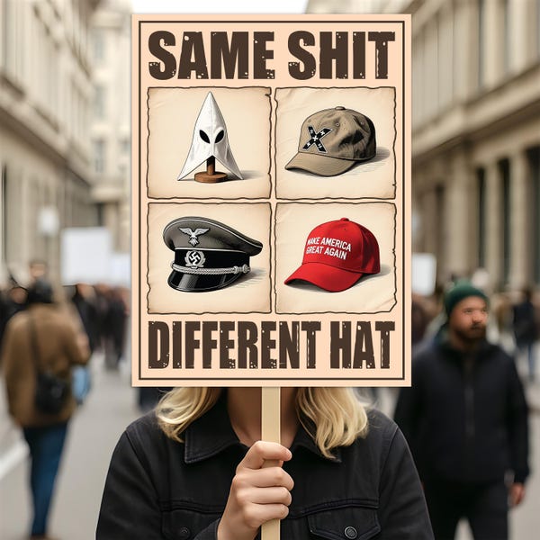 No Kings In America Protest Sign, Anti-Trump, Different Hats, Democracy Not Oligarchy Political Activist Poster  Resist Fascism Rally Sign
