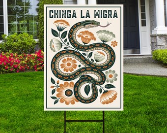 Immigrant Rights Chinga La Migra Yard Sign - Resist Hate Lawn Sign, Anti-Trump, Resist Racism, Resist Fascism Sign with Metal H-Stake