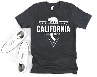 California T-Shirt, Vintage California Shirt, California Established 1850 Shirt, California State Shirt Gift, Unisex California State Shirt