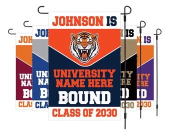 Personalized College Bound Garden Flag, Double Sided Future Graduate Custom Decor, University Bound Yard Sign, Class of 2026 Graduation Flag