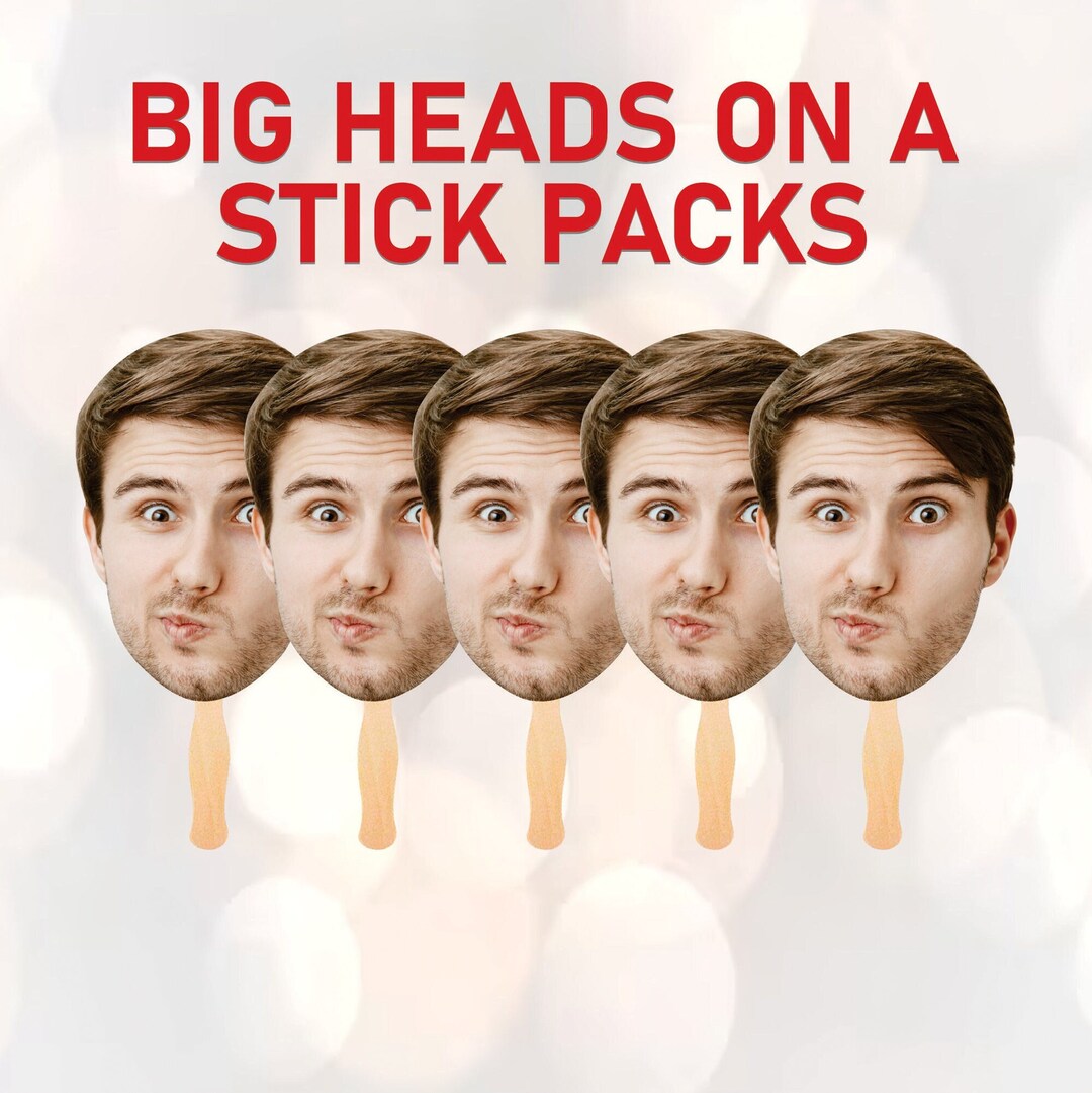 Custom Face Fans With Wooden Handle, Wedding Heads, Bachelorette Groom