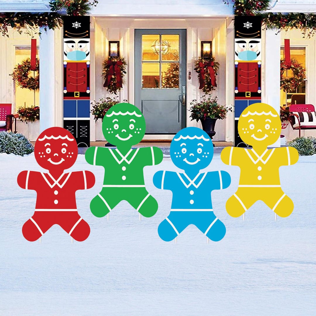 Colorful Gingerbread Yard Signs, Christmas Outdoor Lawn Decorations ...