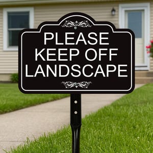 Panneau d'avertissement de jardin paysager Please Keep Off avec piquet de 16 po., panneau d'avertissement en aluminium antirouille, panneau d'avertissement de protection de la pelouse et du jardin