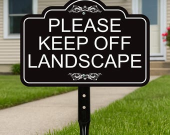 Please Keep Off Landscape Yard Sign with 16" Stake, Rust-Free Aluminum Stay Off Grass Warning Sign, Outdoor Lawn and Garden Protection Sign