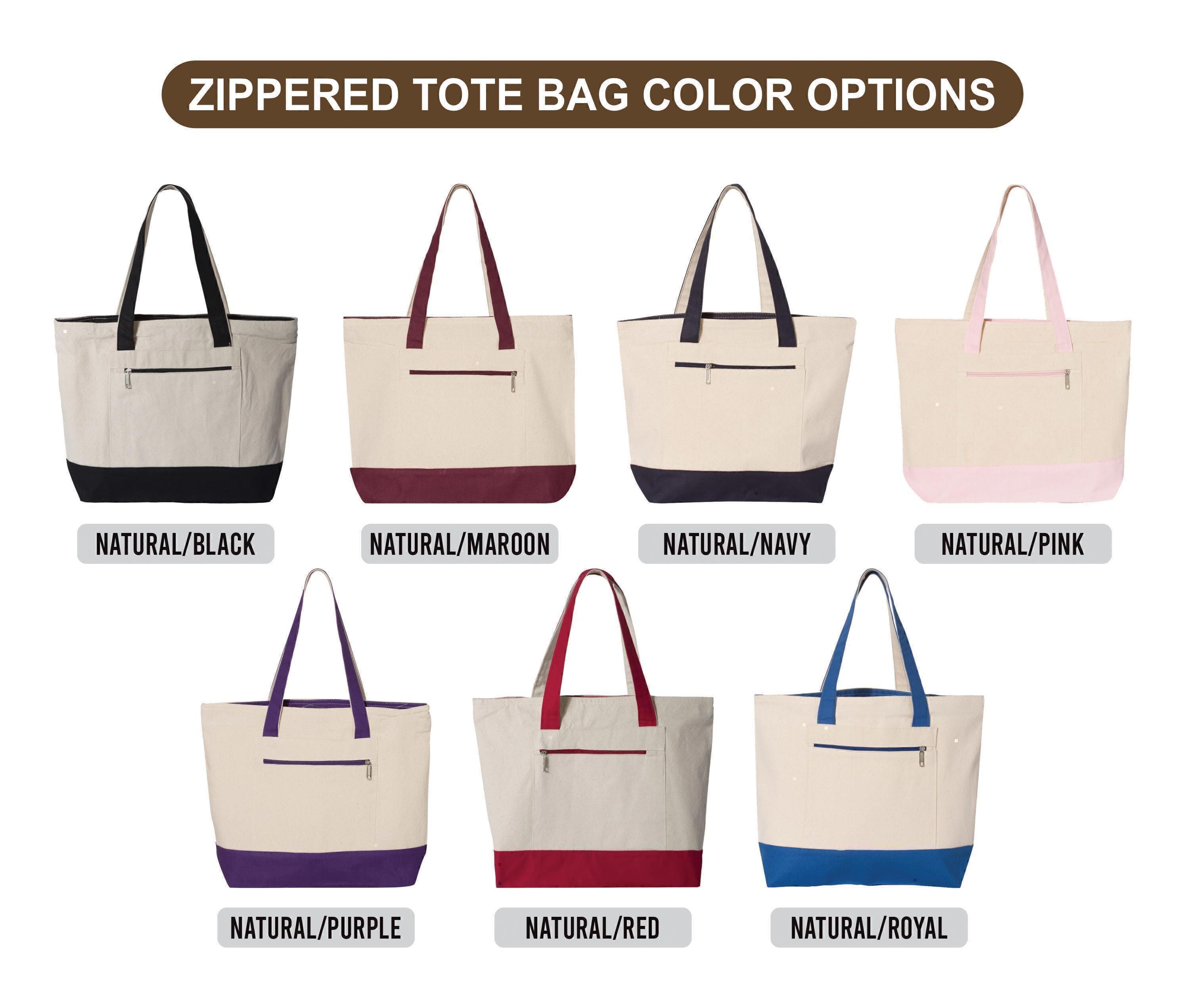 Custom Teacher Tote Bag With Zipper, Personalized Name Teacher Icons ...