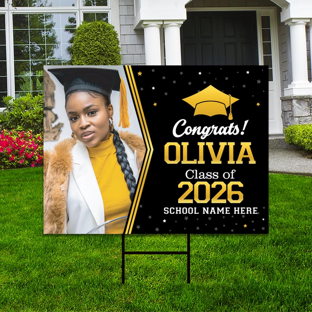 Personalized Graduation Yard Sign 2026 With Photo, Graduate Picture ...