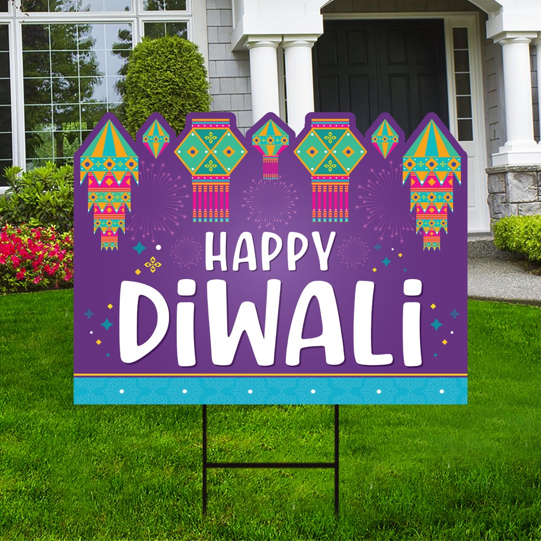 Happy Diwali Yard Sign Decor, Coroplast Indian Diwali Festival of