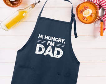 Hi Hungry I’m Dad Grill Apron, Funny BBQ Apron for Dad, Cooking Apron for Men, Father’s Day Gift, Cute Dad Joke Apron for Grill Lovers