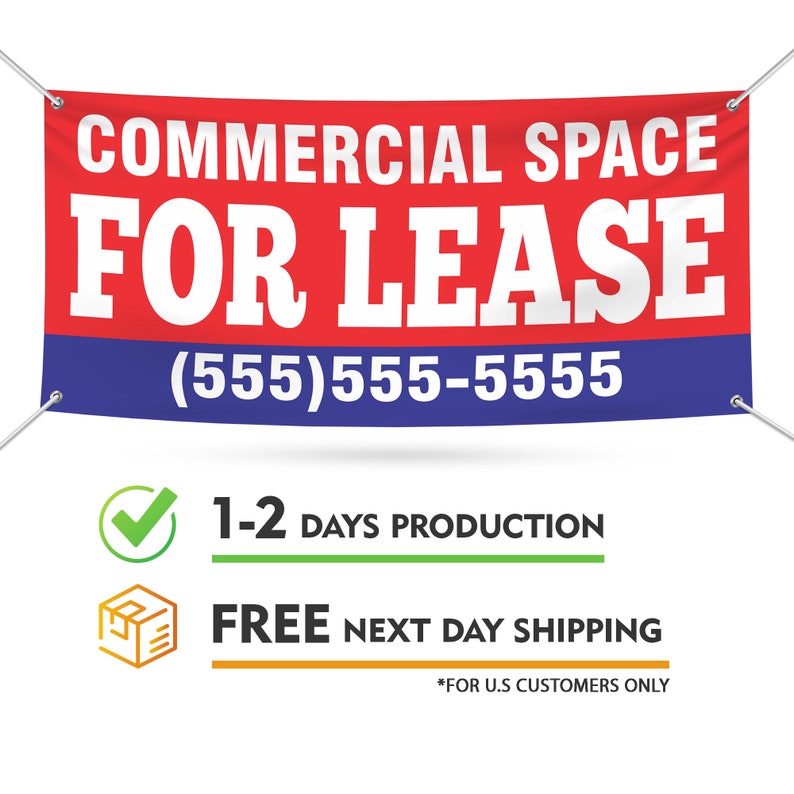 Commercial Space for Lease Custom Banner Sign - 13 Oz Heavy Duty ...