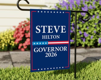 Steve Hilton For California Governor 2026 Garden Flag, Double Sided, 2026 Governor Flag, Elections Flag, Race Red White & Blue Flag