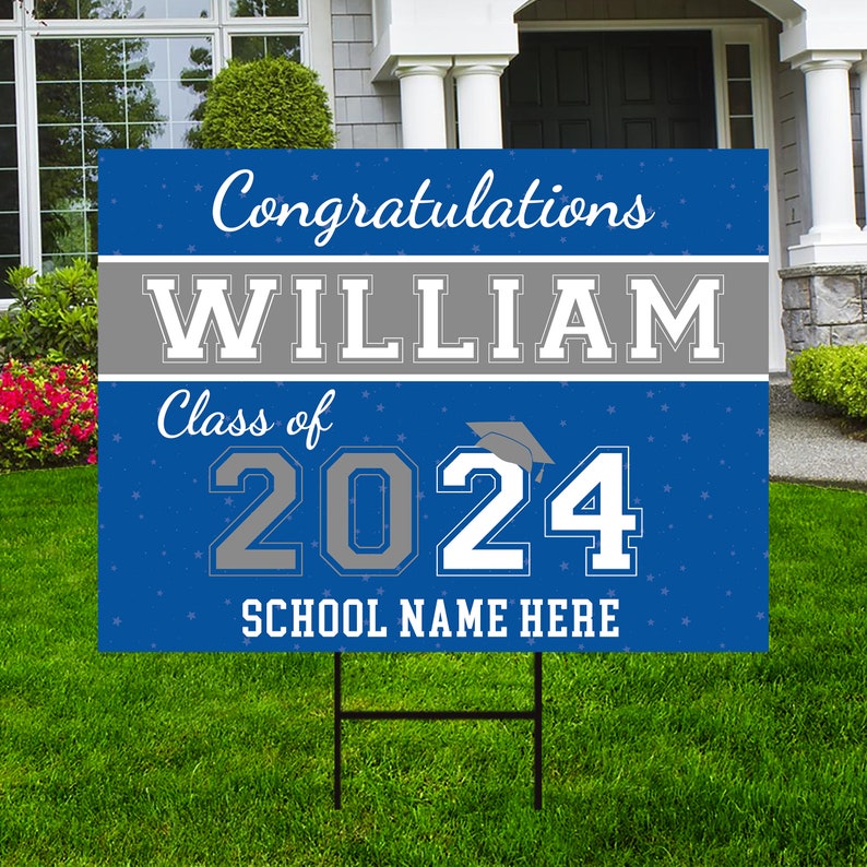 Personalized Graduation Senior Yard Sign 2024, Senior Grad Sign, Class of 2024, Custom Graduation 2024 Yard Sign with Metal H-Stake image 5