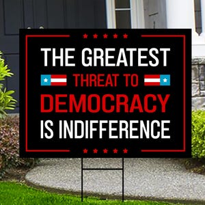 Save The Democracy Yard Sign - Resist Hate Lawn Sign, Anti-Trump Sign, Statue of Liberty, Resist Fascism Yard Sign with Metal H-Stake