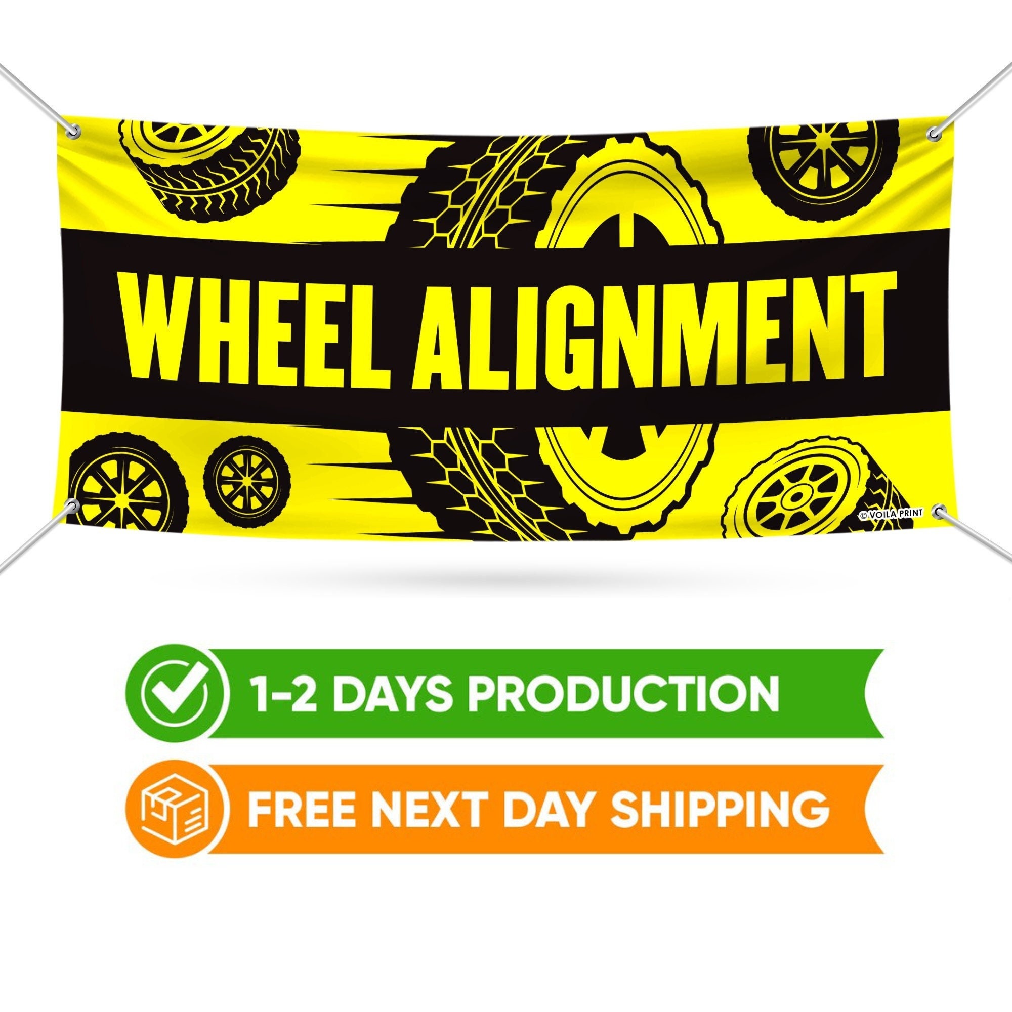 Wheel Alignment Banner Sign 48 x 120 13 oz Heavy Duty Wheel Alignment Vinyl Banner with Metal Grommets Wheel Alignment Banner Sign 48 x 120 13 oz Heavy Duty Wheel Alignment Vinyl Banner with Metal Grommets