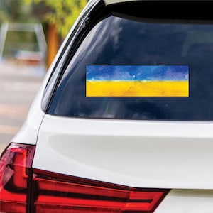 We Stand With Ukraine Sticker Vinyl Decal, Stand With Volodymyr Zelensky Sticker, Support Ukraine, Ukrainian Flag Bumper Sticker - 10&quot; x 3&quot;