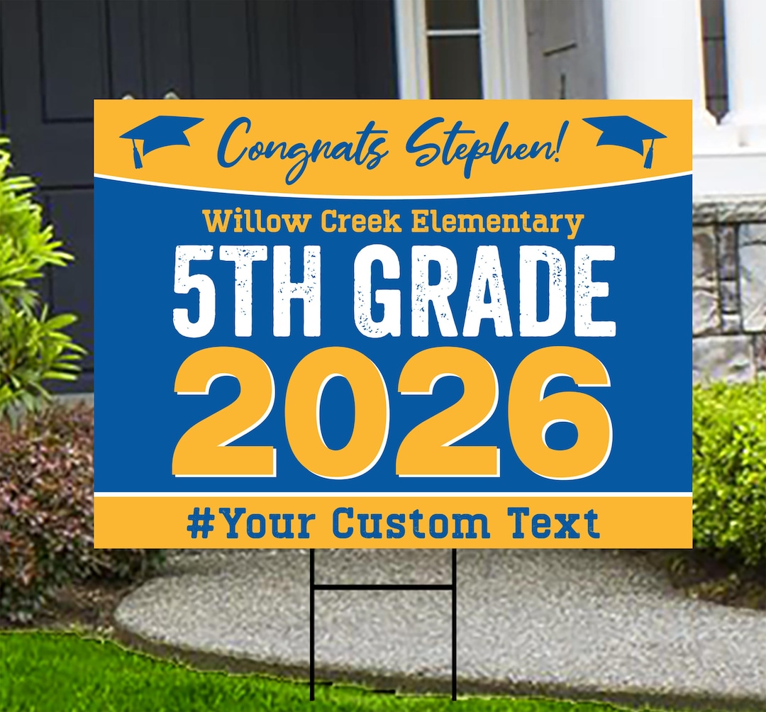 Personalized 5th Grade Graduation Yard Sign 2026, Custom Name School ...