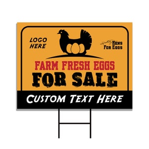 Farm Fresh Eggs Yard Sign Personalized - Coroplast Custom Farm Fresh Eggs for Sale Sign with Metal H-Stake